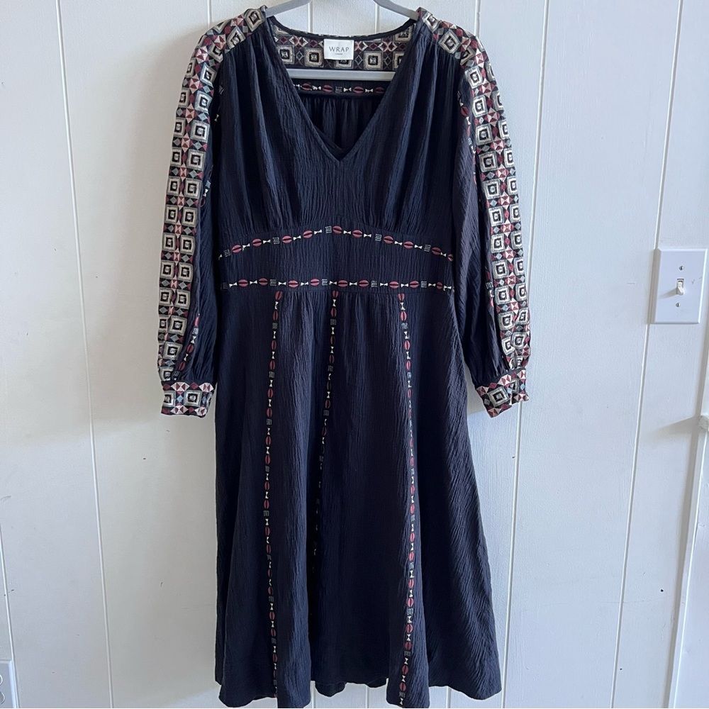 Wrap London Embroidered Dress Crinkle